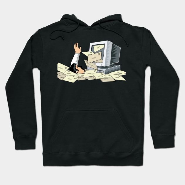 Man Drowning with Internet Spam Hoodie by retrovectors